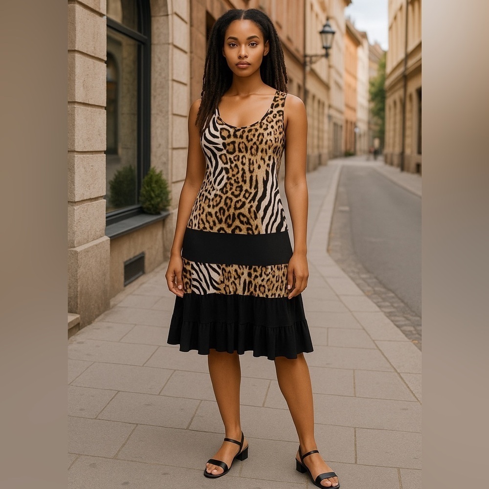 Joseph Ribkoff Animal Print Sleeveless Pull on Dress Women’s size 14